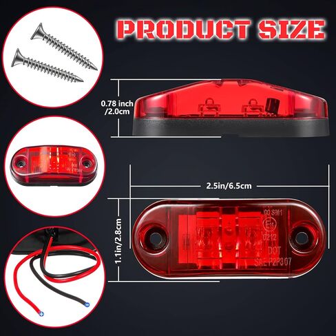 10 Pcs 2.5 Inch LED Trailer Lights 2 Diode Waterproof LED Trailer Side Marker Lights Oval Signal Running Lights For Truck Boat RV (Amber) in Saudi Arabia