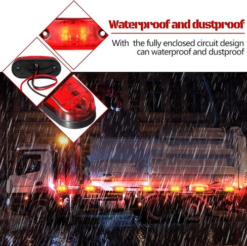10 Pcs 2.5 Inch LED Trailer Lights 2 Diode Waterproof LED Trailer Side Marker Lights Oval Signal Running Lights For Truck Boat RV (Amber) in Saudi Arabia