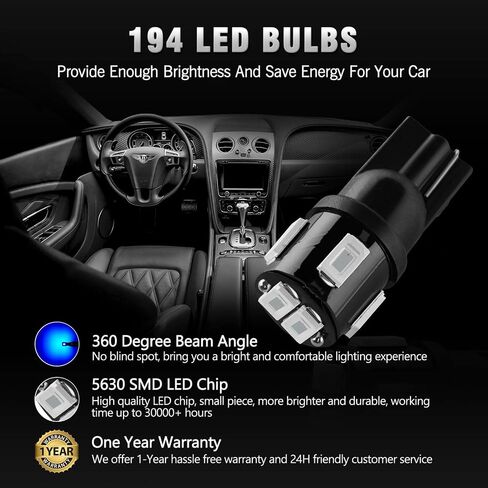 BRISHINE 194 مصباح LED 6000K زينون أبيض للغاية 5630 شريحة T10 168 2825 175 W5W مصابيح LED بديلة للسيارة الداخلية لخريطة القبة وأضواء لوحة الترخيص (حزمة من 10) in Kuwait