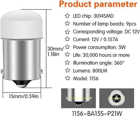 DuaBhoi 1156 LED 1141 BA15S 1003 7506 P21W 1073 3497 Bulb Replacement for Car Camper RV Tail Side Marker Parking Turn Signal Interior Indoor Lights Lamp 4PCS Amber Yellow in Saudi Arabia