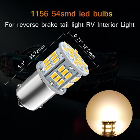 Melphan-Auto 1156 لمبة الضوء العكسي، Led 1141 1003 7506 BA15S لمبات، 12V-24V 54-SMD تستخدم للأضواء العكسية لشاحنة السيارة، أضواء وقوف السيارات الخلفية، مصباح داخلي RV لمقطورة التخييم، 4 قطع بيضاء in Kuwait