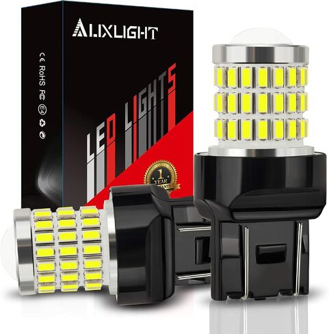 AUXLIGHT 7440 7441 7443 7444 T20 992 W21W LED لمبات زينون بيضاء، فائقة السطوع 57-SMD LED بديلة للنسخ الاحتياطي/الأضواء العكسية، أضواء الفرامل/الذيل، إشارة الانعطاف/وقوف السيارات أو أضواء التشغيل (حزمة من 2) in Kuwait