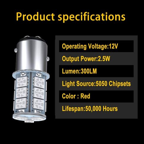 GIVEDOUA 1157 LED Car Bulb, BAY15D 7528 2057 2357 LED Replacement Light Bulbs for 12V RV Car Camper Trailer Brake Lights, Super Bright 5050 18-SMD Pack of 10pcs Amber in Saudi Arabia