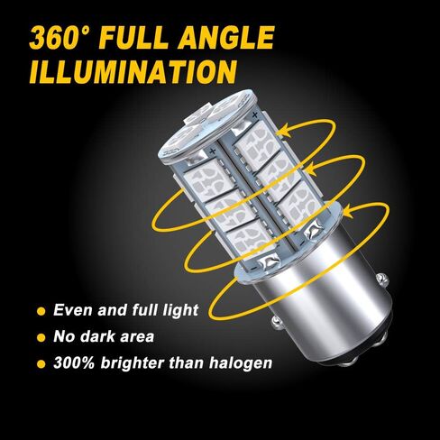 GIVEDOUA 1157 LED Car Bulb, BAY15D 7528 2057 2357 LED Replacement Light Bulbs for 12V RV Car Camper Trailer Brake Lights, Super Bright 5050 18-SMD Pack of 10pcs Amber in Saudi Arabia
