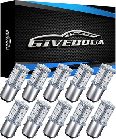 GIVEDOUA 1157 LED Car Bulb, BAY15D 7528 2057 2357 LED Replacement Light Bulbs for 12V RV Car Camper Trailer Brake Lights, Super Bright 5050 18-SMD Pack of 10pcs Amber in Saudi Arabia