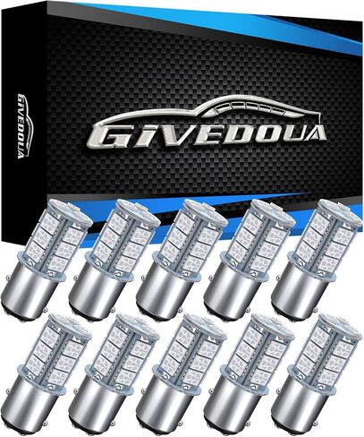 GIVEDOUA 1157 LED Car Bulb, BAY15D 7528 2057 2357 LED Replacement Light Bulbs for 12V RV Car Camper Trailer Brake Lights, Super Bright 5050 18-SMD Pack of 10pcs Amber in Saudi Arabia