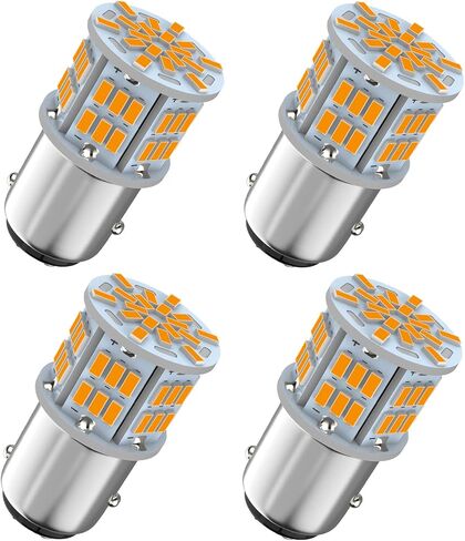 1157 Led Light Bulb Amber Yellow, 12V-24V 1157 7528 2357 2057 BAY15D LED Replacement Light Bulb for Brake Light Tail Light for Car RV Trailer Boat, 54SMD 3014 Chipset,4PCS in Kuwait