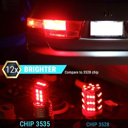 Syneticusa 7443 Red Flashing Strobe Blinking Rear Alert Safety Brake Tail Stop High Power LED Light Bulbs in Saudi Arabia