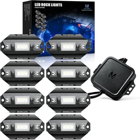 MICTUNING C1 4 Pods RGBW LED Rock Lights - Multicolor Underglow Neon Light Kit with Bluetooth Controller, Music Mode in Saudi Arabia