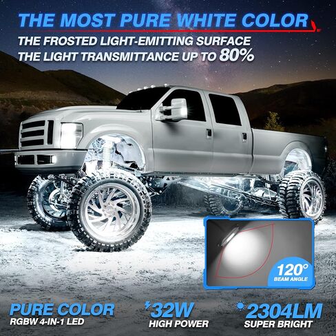 MICTUNING C1 4 Pods RGBW LED Rock Lights - Multicolor Underglow Neon Light Kit with Bluetooth Controller, Music Mode in Saudi Arabia