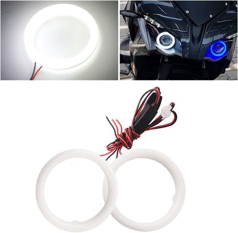 QasimLED 1-Pair أبيض 60 مم COB 39SMD LED هالو خواتم سيارات دراجات نارية عيون الملاك أضواء الضباب المصباح مع غطاء 12 فولت 24 فولت in Kuwait