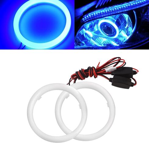 QasimLED 1-Pair أبيض 60 مم COB 39SMD LED هالو خواتم سيارات دراجات نارية عيون الملاك أضواء الضباب المصباح مع غطاء 12 فولت 24 فولت in Kuwait