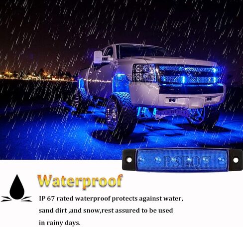 PSEQT 10 قطع LED شريط أضواء الصخور السيارة الخارجية Underglow Wheel Fender Well Lighting Kits مقاوم للماء لعربة الجولف Wrangler Offroad Truck RV UTV ATV Snowmobile (أزرق) in Kuwait