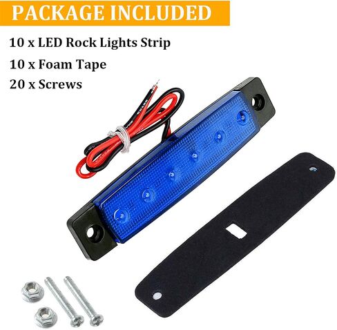 PSEQT 10 قطع LED شريط أضواء الصخور السيارة الخارجية Underglow Wheel Fender Well Lighting Kits مقاوم للماء لعربة الجولف Wrangler Offroad Truck RV UTV ATV Snowmobile (أزرق) in Kuwait