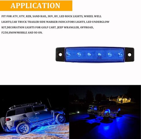 PSEQT 10 قطع LED شريط أضواء الصخور السيارة الخارجية Underglow Wheel Fender Well Lighting Kits مقاوم للماء لعربة الجولف Wrangler Offroad Truck RV UTV ATV Snowmobile (أزرق) in Kuwait