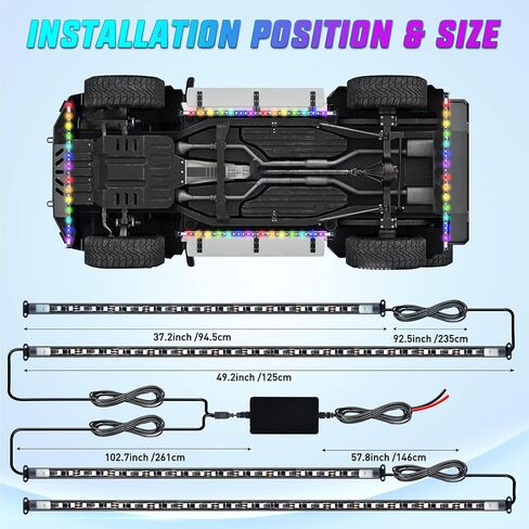 4 قطع من مصابيح شريط إضاءة نيون للسيارة من Nilight 256 مصباح LED RGBIC متعدد الألوان DIY صوت نشط وضع الموسيقى مع التحكم في التطبيق وشرائط الإضاءة السفلية للتحكم عن بعد، ضمان لمدة عامين in Kuwait