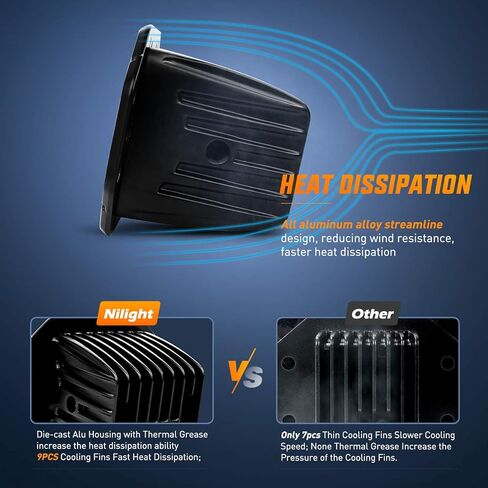 Nilight 2PCS 42W فلوش جبل LED ضوء القرون ترقية بقعة الفيضانات التحرير والسرد شعاع القيادة ضوء LED ضوء العمل ضوء احتياطي عكس الضوء شواء جبل ضوء للطرق الوعرة 4x4 شاحنة سيارات الدفع الرباعي جيب، 2 سنة الضمان in Kuwait