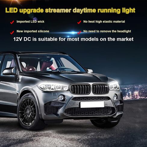LED Headlight Strip Tube Light, 24 Inch Flexible DRL Daytime Running Light, Waterproof Switchback Sequential Flowing Turn Signal Lamp, Auto Accessories for Most Cars (Blue/Yellow) in Saudi Arabia