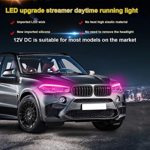 LED Headlight Strip Tube Light, 24 Inch Flexible DRL Daytime Running Light, Waterproof Switchback Sequential Flowing Turn Signal Lamp, Auto Accessories for Most Cars (Blue/Yellow) in Saudi Arabia