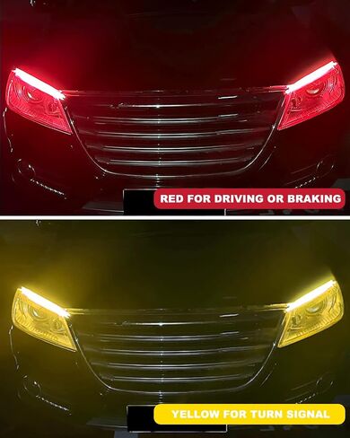 مصابيح شريطية LED EverBright للسيارات، شريط أمامي LED لأضواء الجري أثناء النهار، لمبة إشارة الانعطاف DRL، شريط LED متسلسل كهرماني/أصفر وأبيض (قطعتان 60 سم/24 بوصة) in Kuwait