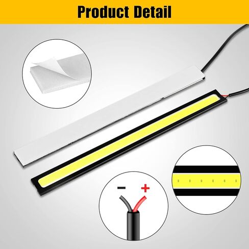 Linkstyle 12 قطعة ضوء الجري النهاري، شريط LED خارجي داخلي للسيارة، ضوء فائق السطوع 12 فولت تحت التوهج، مصباح تشغيل COB DRL مقاوم للماء للشاحنة والقوارب والدراجات النارية RV، أبيض in Kuwait