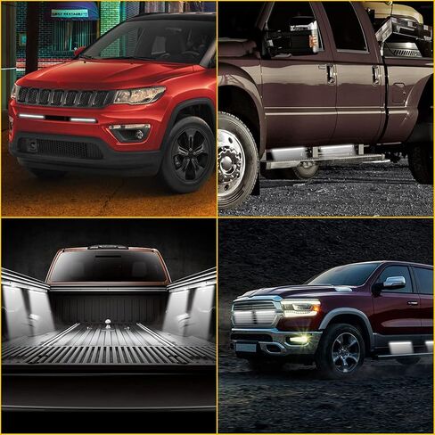 Linkstyle 12 قطعة ضوء الجري النهاري، شريط LED خارجي داخلي للسيارة، ضوء فائق السطوع 12 فولت تحت التوهج، مصباح تشغيل COB DRL مقاوم للماء للشاحنة والقوارب والدراجات النارية RV، أبيض in Kuwait