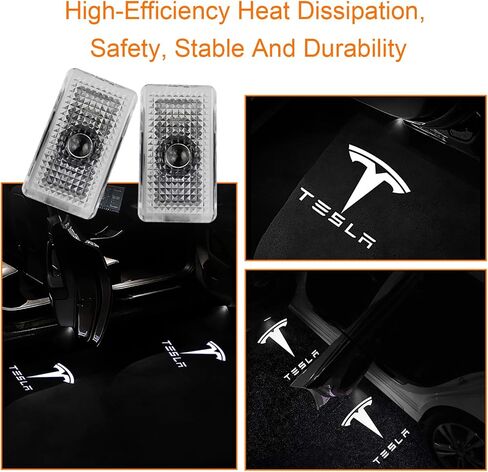 Car Door LED Logo Projector Puddle Lights Ultra-Bright Welcome Light 3D Laser Ghost Shadow Light Compatible with Tesla Model 3 Model S Model Y Model X Accessories(2 Pack) in Saudi Arabia
