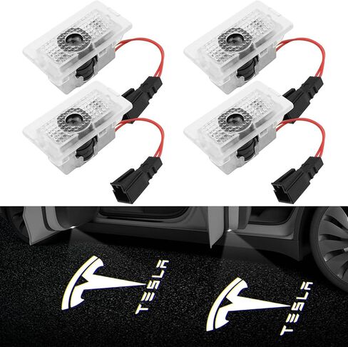 Car Door LED Logo Projector Puddle Lights Ultra-Bright Welcome Light 3D Laser Ghost Shadow Light Compatible with Tesla Model 3 Model S Model Y Model X Accessories(2 Pack) in Saudi Arabia