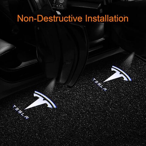 Car Door LED Logo Projector Puddle Lights Ultra-Bright Welcome Light 3D Laser Ghost Shadow Light Compatible with Tesla Model 3 Model S Model Y Model X Accessories(2 Pack) in Saudi Arabia