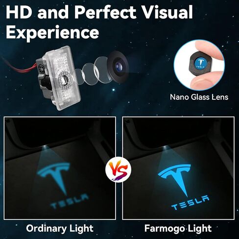Car Door LED Logo Projector Puddle Lights Ultra-Bright Welcome Light 3D Laser Ghost Shadow Light Compatible with Tesla Model 3 Model S Model Y Model X Accessories(2 Pack) in Saudi Arabia