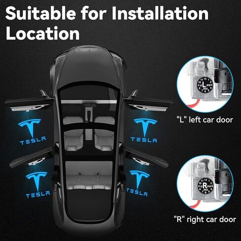 Car Door LED Logo Projector Puddle Lights Ultra-Bright Welcome Light 3D Laser Ghost Shadow Light Compatible with Tesla Model 3 Model S Model Y Model X Accessories(2 Pack) in Saudi Arabia