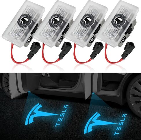 Car Door LED Logo Projector Puddle Lights Ultra-Bright Welcome Light 3D Laser Ghost Shadow Light Compatible with Tesla Model 3 Model S Model Y Model X Accessories(2 Pack) in Saudi Arabia