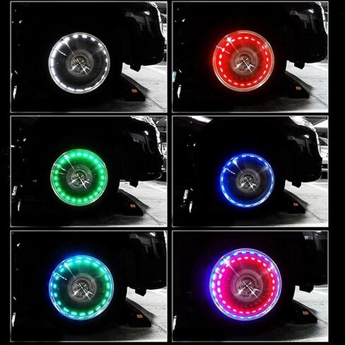 OUDEW Car Tire Wheel Lights,Hub Lamp Cap Light with Motion Sensors Colorful LED Tire Light Gas Nozzle-Car Solar Tire Wheel Lights for Vehicles Auto Motorcycles Bicycles (4PCS) in Kuwait