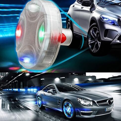 OUDEW Car Tire Wheel Lights,Hub Lamp Cap Light with Motion Sensors Colorful LED Tire Light Gas Nozzle-Car Solar Tire Wheel Lights for Vehicles Auto Motorcycles Bicycles (4PCS) in Kuwait