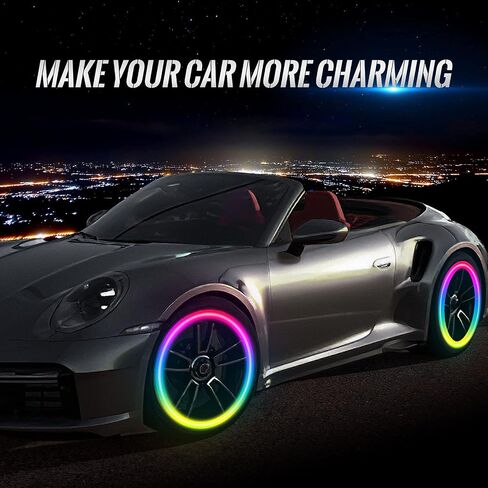 LED Flash Tire Lights,IC Light Sensitive,2 Lamp Beads More Flash, Colorful Wheel Lights,for Car Motorcycle Cart Truck,Waterproof,Motion Activated,fit in Woods/Schrader valve (4 PCS) in Kuwait