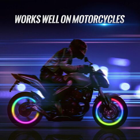 LED Flash Tire Lights,IC Light Sensitive,2 Lamp Beads More Flash, Colorful Wheel Lights,for Car Motorcycle Cart Truck,Waterproof,Motion Activated,fit in Woods/Schrader valve (4 PCS) in Kuwait