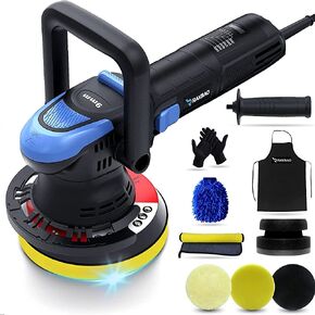 RAYBAO Buffer Polisher 6 "عمل مزدوج لمجموعة تفاصيل الملمع المداري للسيارة 6 سرعات 2000-6400 دورة في الدقيقة ملمع عشوائي مع 3 وسادات تلميع وأداة توزيع قبضة لتلميع السيارات بالشمع in Kuwait