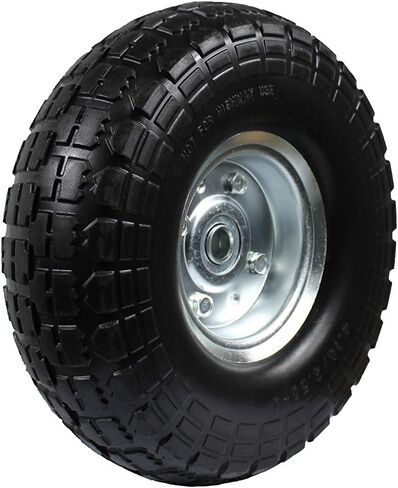 MaxxHaul 50501 Diameter 10" Flat Free All Purpose Tire with 5/8" Ball Bearing Axle Bore Dia, 10 inch, Black in Kuwait