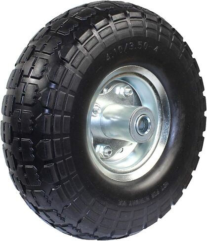 MaxxHaul 50501 Diameter 10" Flat Free All Purpose Tire with 5/8" Ball Bearing Axle Bore Dia, 10 inch, Black in Kuwait