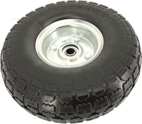 MaxxHaul 50501 Diameter 10" Flat Free All Purpose Tire with 5/8" Ball Bearing Axle Bore Dia, 10 inch, Black in Kuwait
