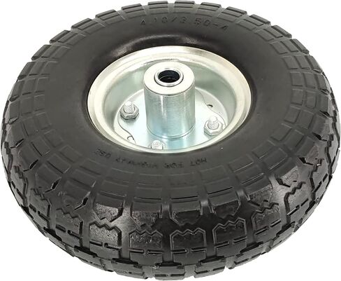 MaxxHaul 50501 Diameter 10" Flat Free All Purpose Tire with 5/8" Ball Bearing Axle Bore Dia, 10 inch, Black in Kuwait