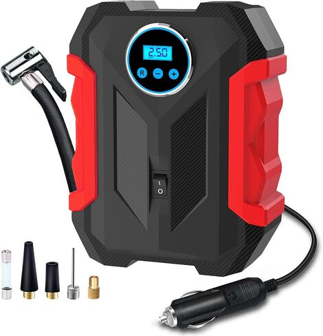 Digital Air Compressor for Car Auto Pump Portable Tire Inflator with LED Light DC 12V, Blue in Saudi Arabia