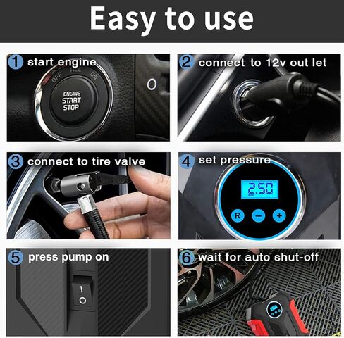 Digital Air Compressor for Car Auto Pump Portable Tire Inflator with LED Light DC 12V, Blue in Saudi Arabia