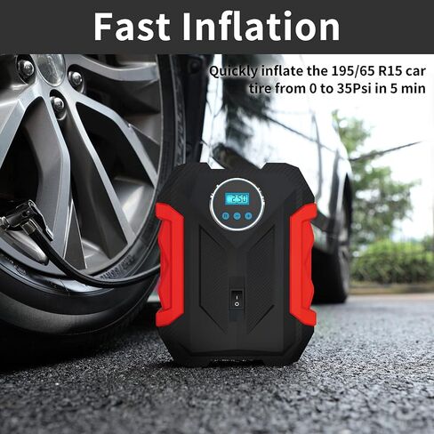 Digital Air Compressor for Car Auto Pump Portable Tire Inflator with LED Light DC 12V, Blue in Saudi Arabia
