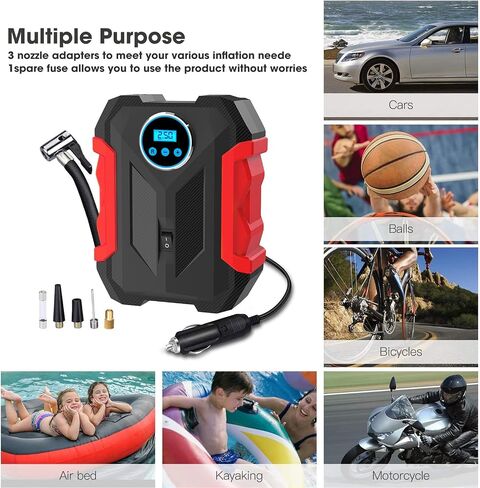 Digital Air Compressor for Car Auto Pump Portable Tire Inflator with LED Light DC 12V, Blue in Saudi Arabia