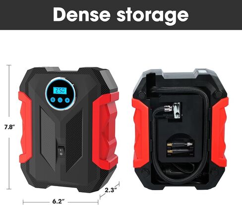 Digital Air Compressor for Car Auto Pump Portable Tire Inflator with LED Light DC 12V, Blue in Saudi Arabia
