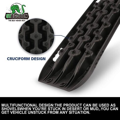 مسارات جر جديدة من STEGODON رفيعة (مجموعة من 2)، سجادات جر رملية وثلج وطين مسار للطرق الوعرة سلم 4WD (أسود نحيف) in Kuwait