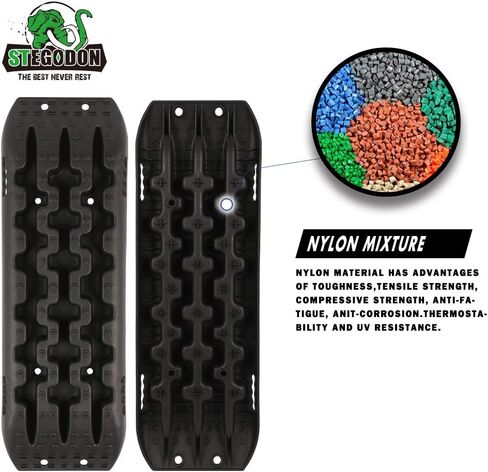 مسارات جر جديدة من STEGODON رفيعة (مجموعة من 2)، سجادات جر رملية وثلج وطين مسار للطرق الوعرة سلم 4WD (أسود نحيف) in Kuwait