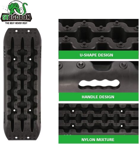 مسارات جر جديدة من STEGODON رفيعة (مجموعة من 2)، سجادات جر رملية وثلج وطين مسار للطرق الوعرة سلم 4WD (أسود نحيف) in Kuwait