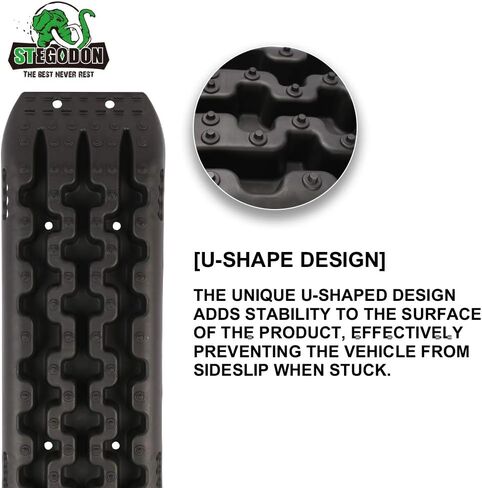 مسارات جر جديدة من STEGODON رفيعة (مجموعة من 2)، سجادات جر رملية وثلج وطين مسار للطرق الوعرة سلم 4WD (أسود نحيف) in Kuwait